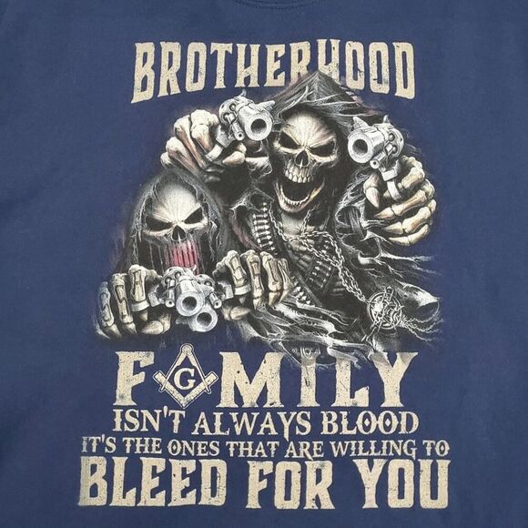 Brotherhood Graphic Tee Shirt Blue Size Large - Picture 4 of 5